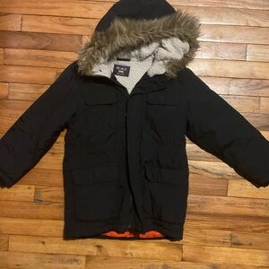 The Children's Place Black Parka Coat with Fur Hood